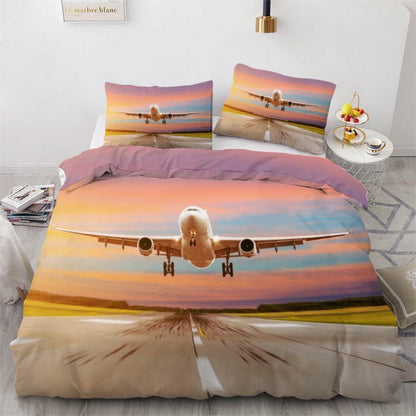 Kinder Bettwäsche Flugzeug 135x200 cm 4tlg. Mikrofaser 3D