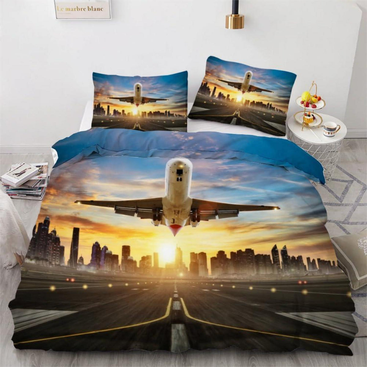 Flugzeug Bettwäsche Set 220x240 cm - 3-teilig Mikrofaser