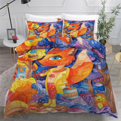 Fuchs 3tlg. Bettwäsche-Set Mikrofaser 220x240 cm 3D Cartoon