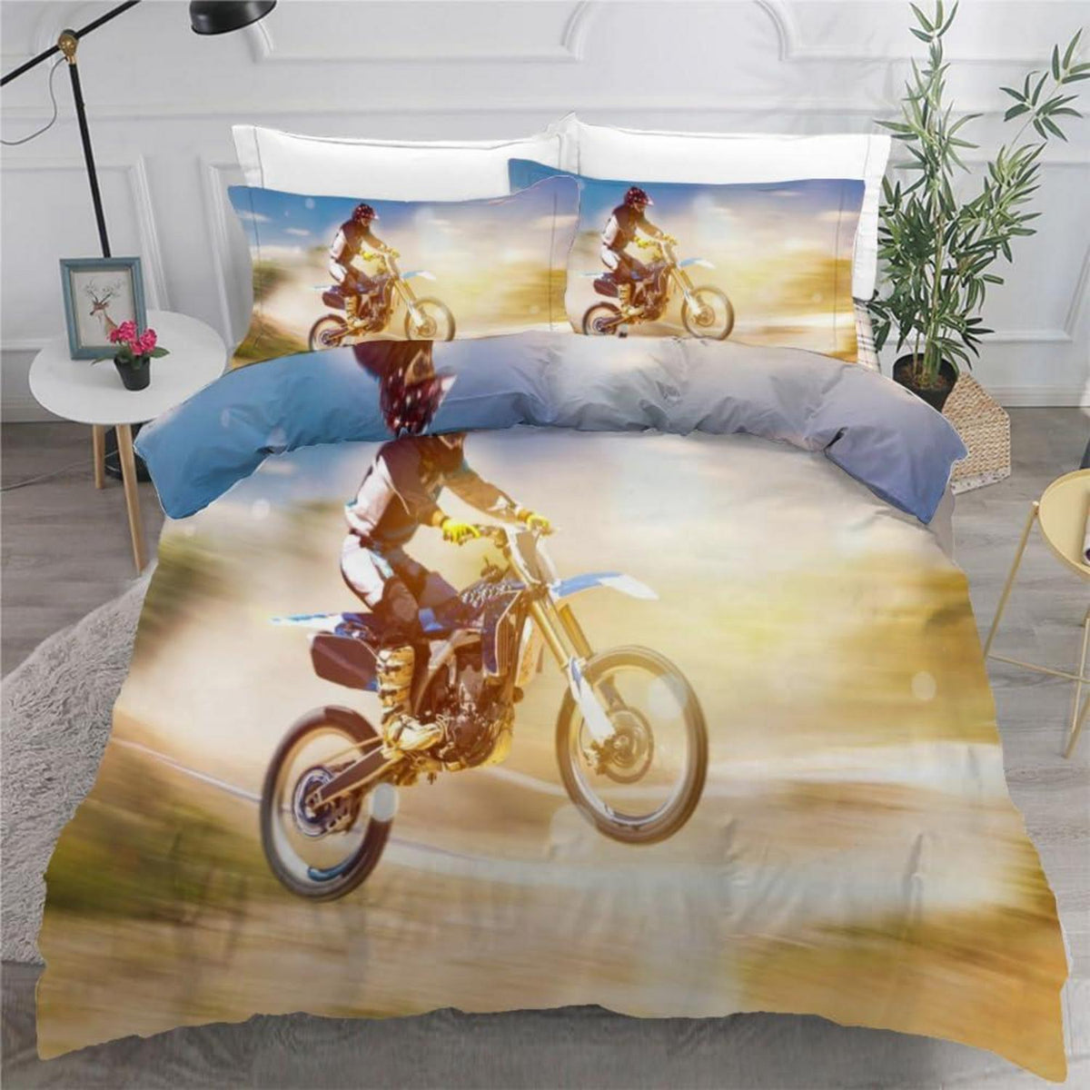 Motocross Bettwäsche-Set 220x240 cm | 3-teilig Mikrofaser