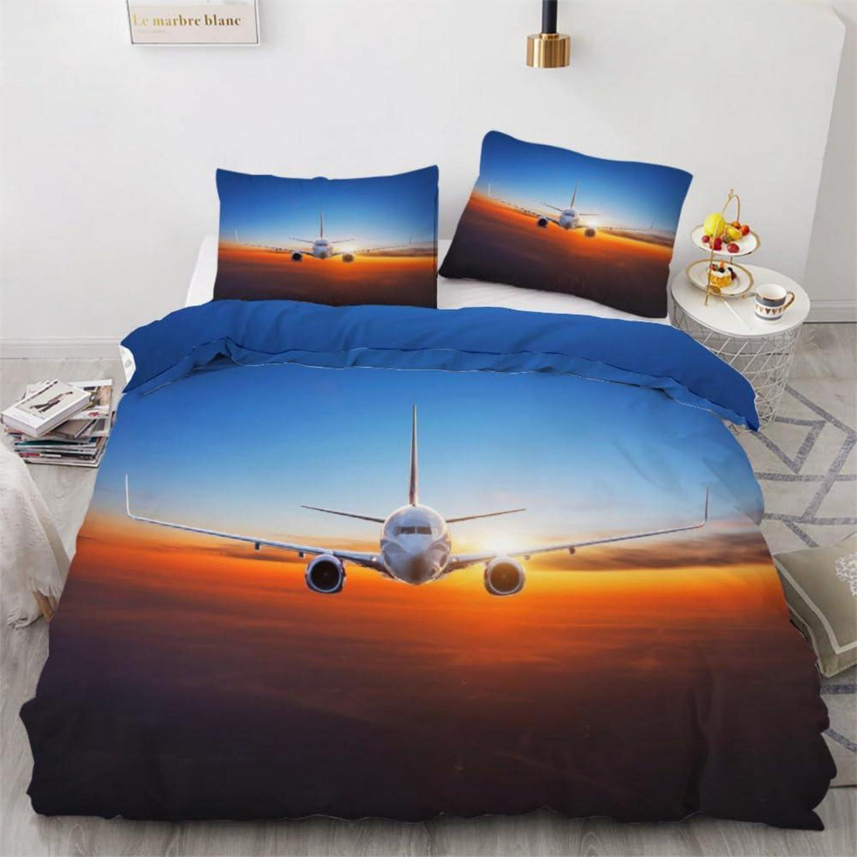 Kinder Bettwäsche Flugzeug 135x200 cm 4tlg. Mikrofaser 3D