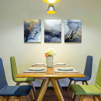 Blau Gold Marmorstruktur Wandbild 40 x 30 cm für Wohnzimmer