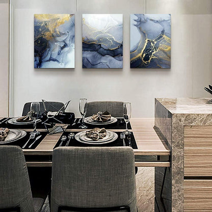 Blau Gold Marmorstruktur Wandbild 40 x 30 cm für Wohnzimmer