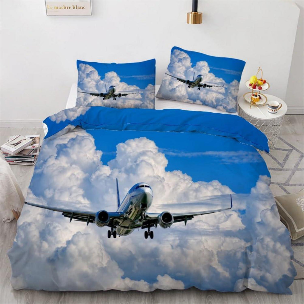 Flugzeug Bettwäsche Set 220x240 cm - 3-teilig Mikrofaser