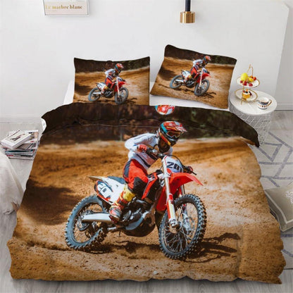 Motocross 3teilige Bettwäsche 220x240 cm – Mikrofaser