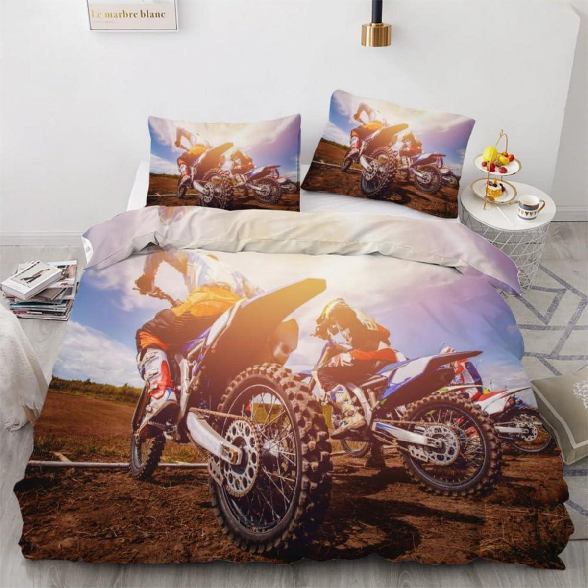 Motocross Bettwäsche-Set 220x240 cm | 3-teilig Mikrofaser