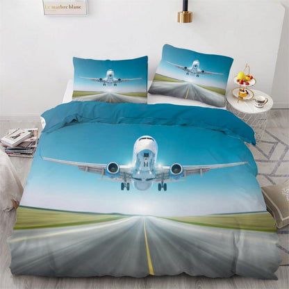 Flugzeug Kinderbettwäsche Set 135x200 cm 4-teilig Mikrofaser