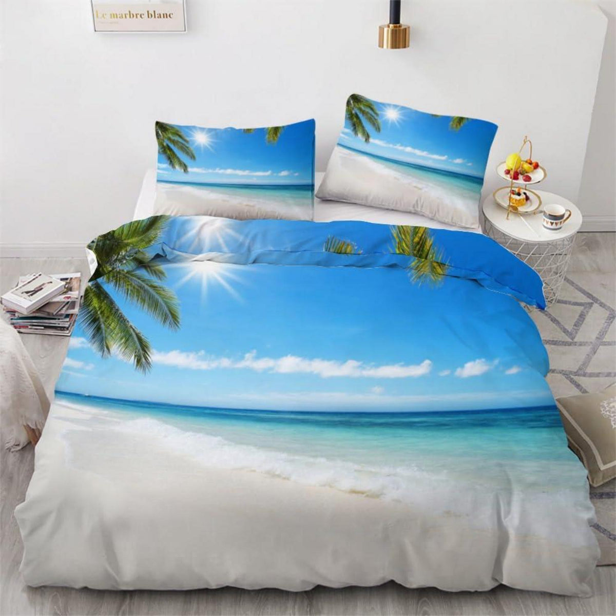 Bettwäsche Set Palme 220x240 cm | 3-teilig, Mikrofaser, 3D-Motiv
