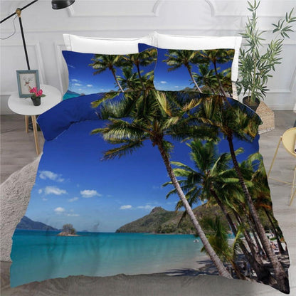 Bettwäsche Set Palme 220x240 cm | 3-teilig, Mikrofaser, 3D-Motiv
