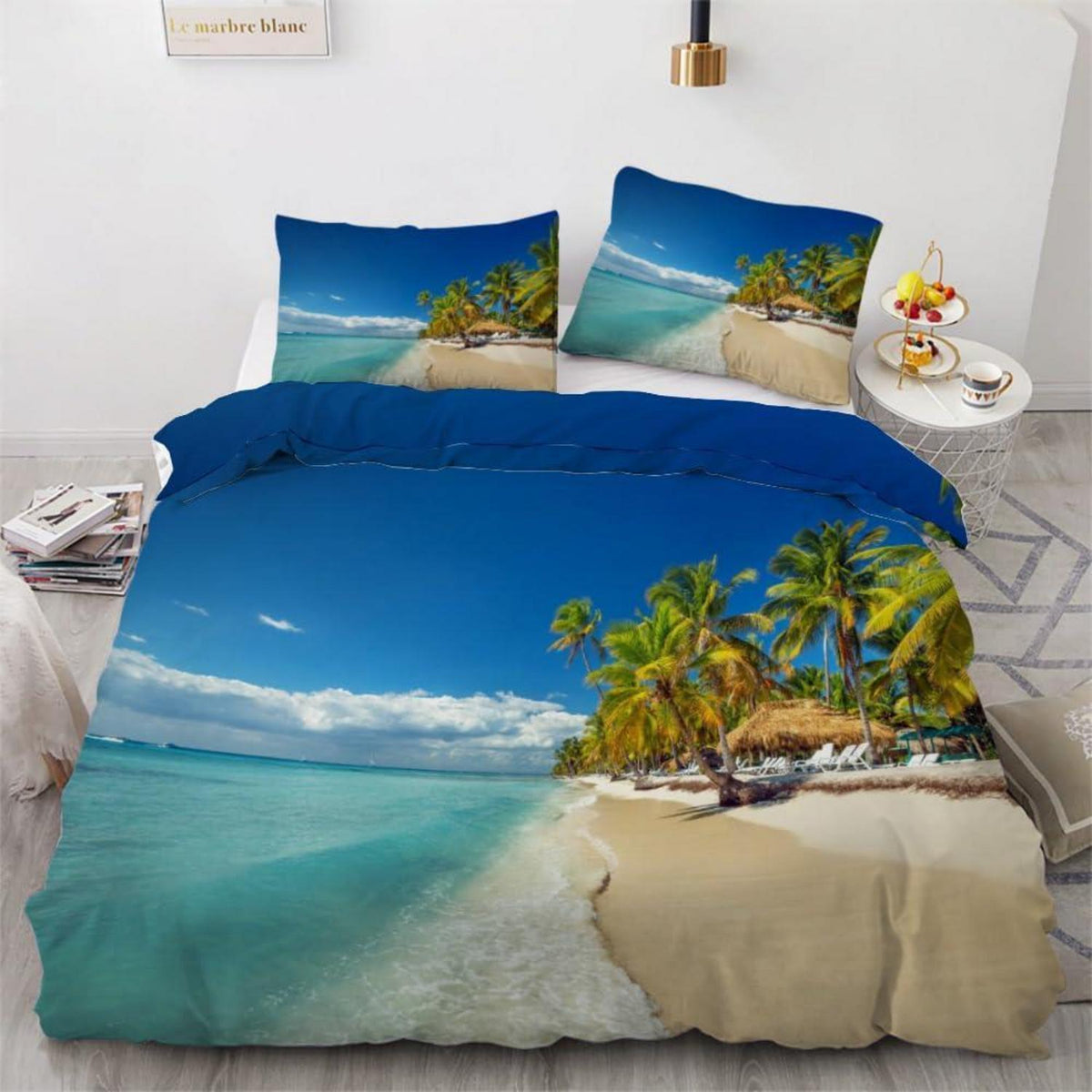Bettwäsche Set Palme 220x240 cm - 3-teilig, Mikrofaser, 3D-Motiv