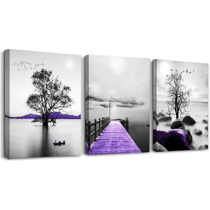 Schwarz-Weiß Wandbilder Natur Landschaft Lila 40x30cm