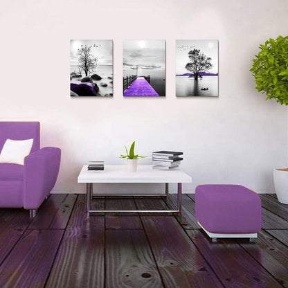 Schwarz-Weiß Wandbilder Natur Landschaft Lila 40x30cm