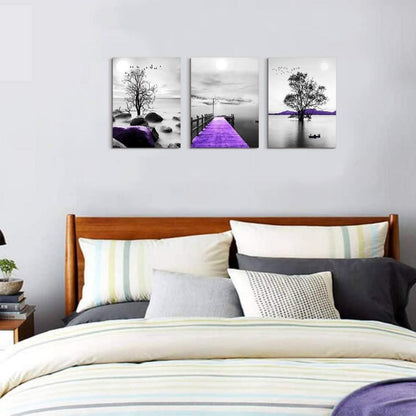 Schwarz-Weiß Wandbilder Natur Landschaft Lila 40x30cm
