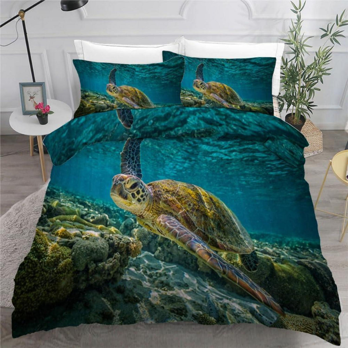 Meeresschildkröte Bettwäsche-Set 220x240 cm | 3-teilig Mikrofaser