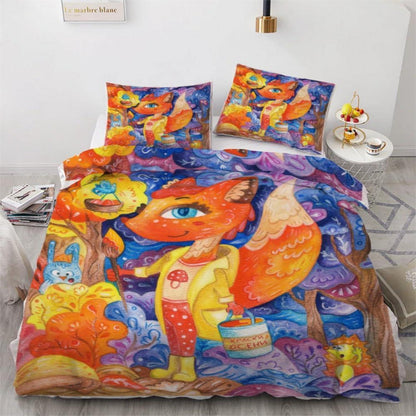 Fuchs Kinderbettwäsche 135x200 cm 4tlg. Mikrofaser 3D Cartoon