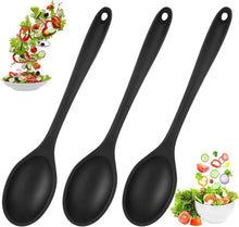 3er Set Silikon Kochlöffel Schwarz 27cm - Hitzebeständiger Rührlöffel