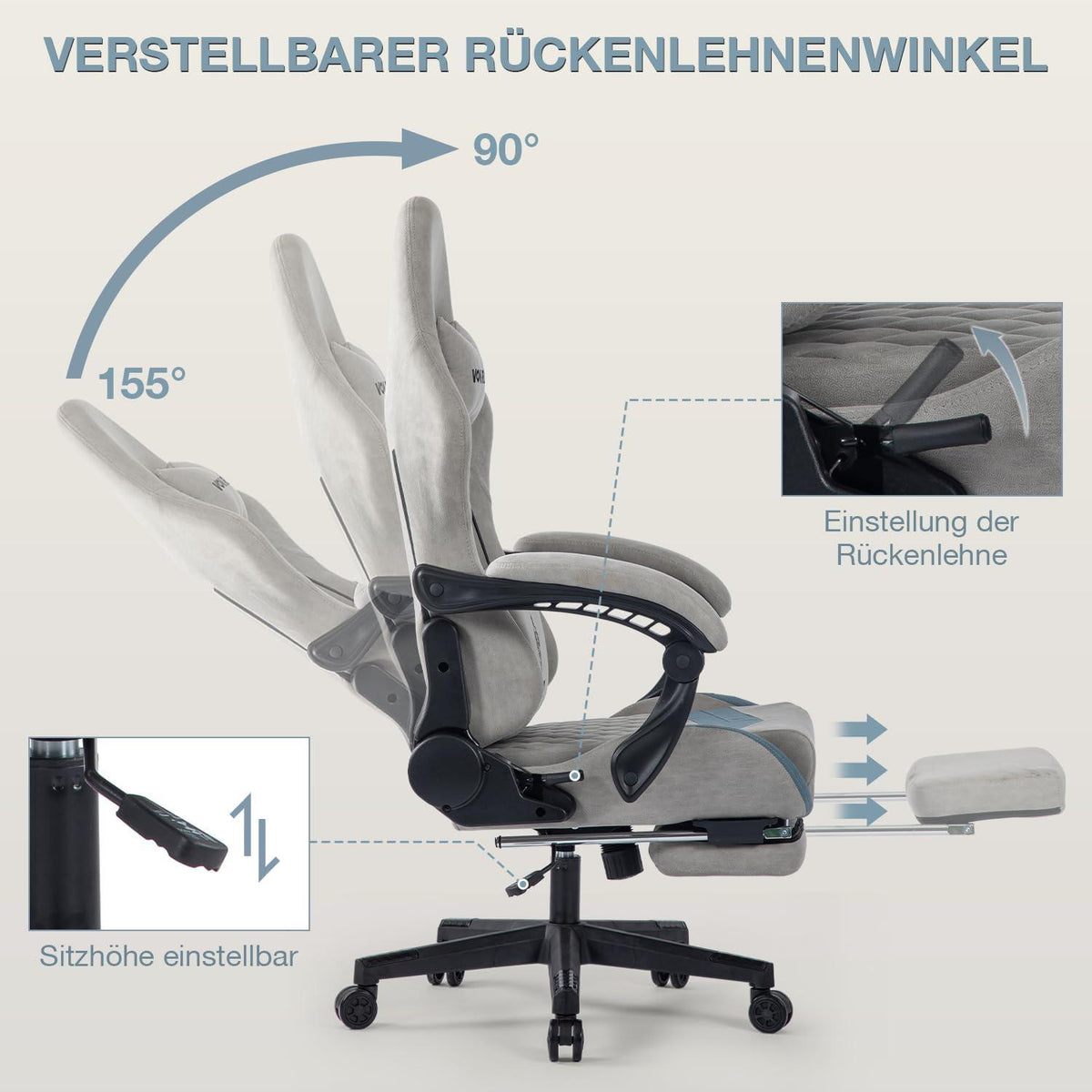 Gaming Stuhl Fußstütze Bürostuhl Lendenwirbelstütze Ergonomischer Sessel