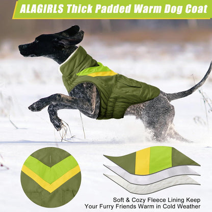 Hundemantel Klettverschluss Warme Winterjacke Große Hunde Armygrün