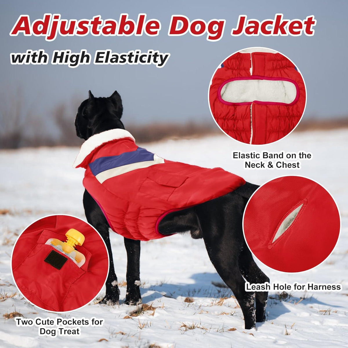 Hundemantel Winterjacke Klettverschluss Rot XXXL