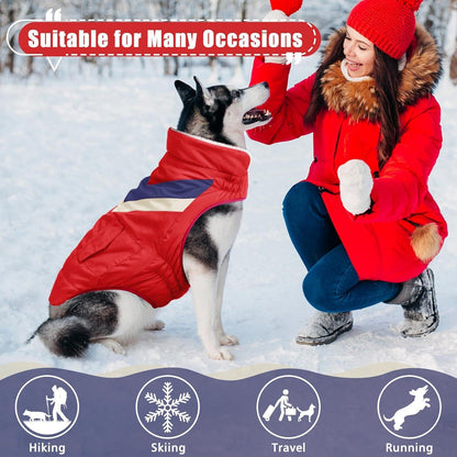 Hundemantel Winterjacke Große Hunde Warm Kragen Klett Red XXXL