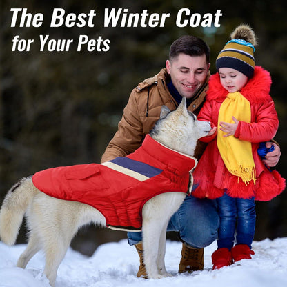 Hundemantel Winterjacke Große Hunde Warm Kragen Klett Red XXXL