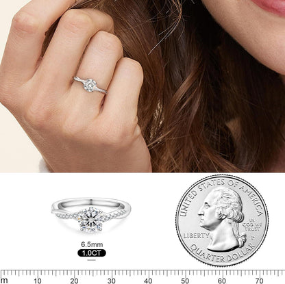 Solitär Verlobungsring Damen Moissanite 1-2 Karat VVS1 D Farbe 925 Silber