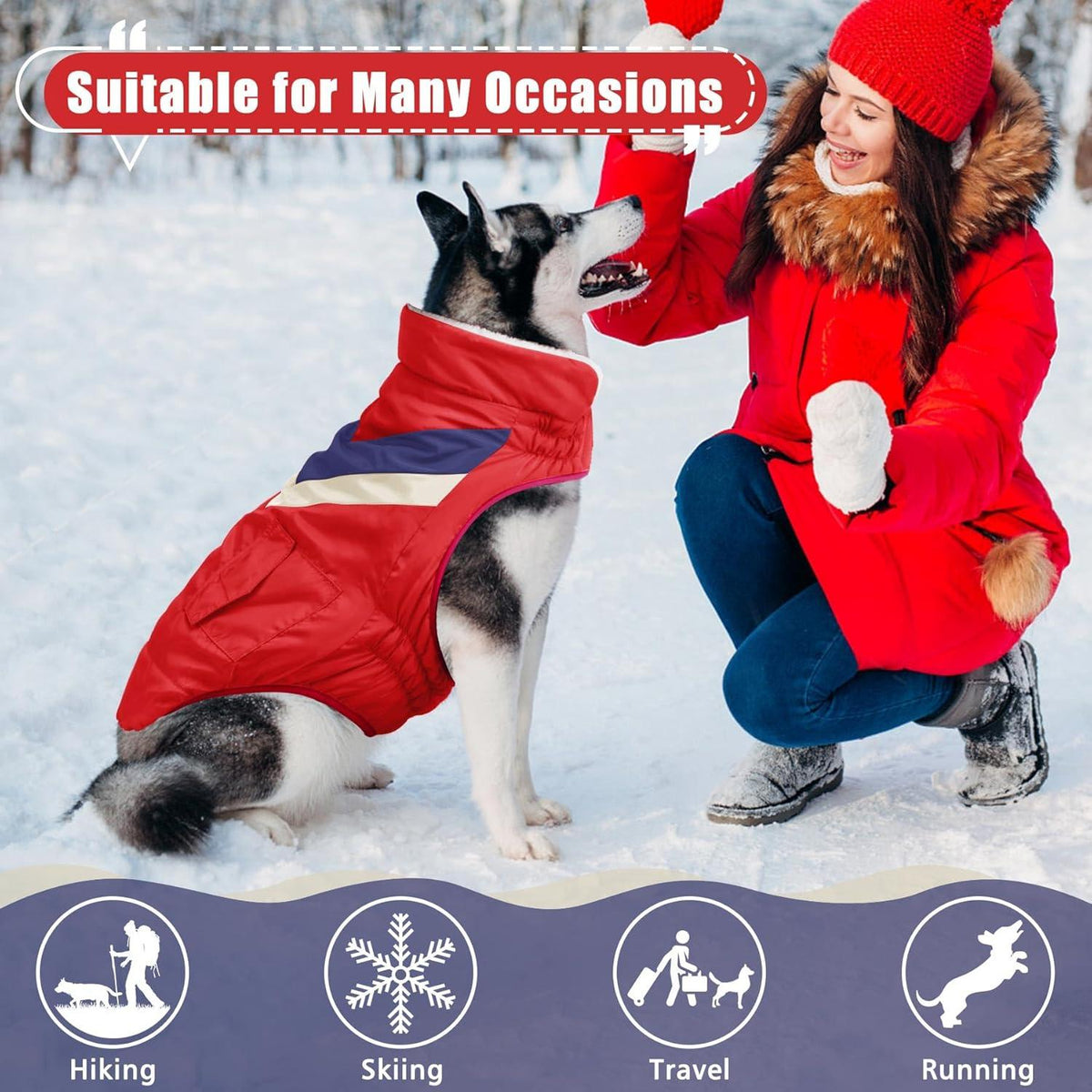 Hundemantel Hundejacke warm Winter Hoher Kragen Baumwolle Klett XXL Rot