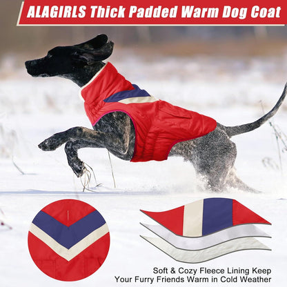 Hundemantel Winter Warme Hundejacke Große Hunde mit Klettverschluss Rot XXL