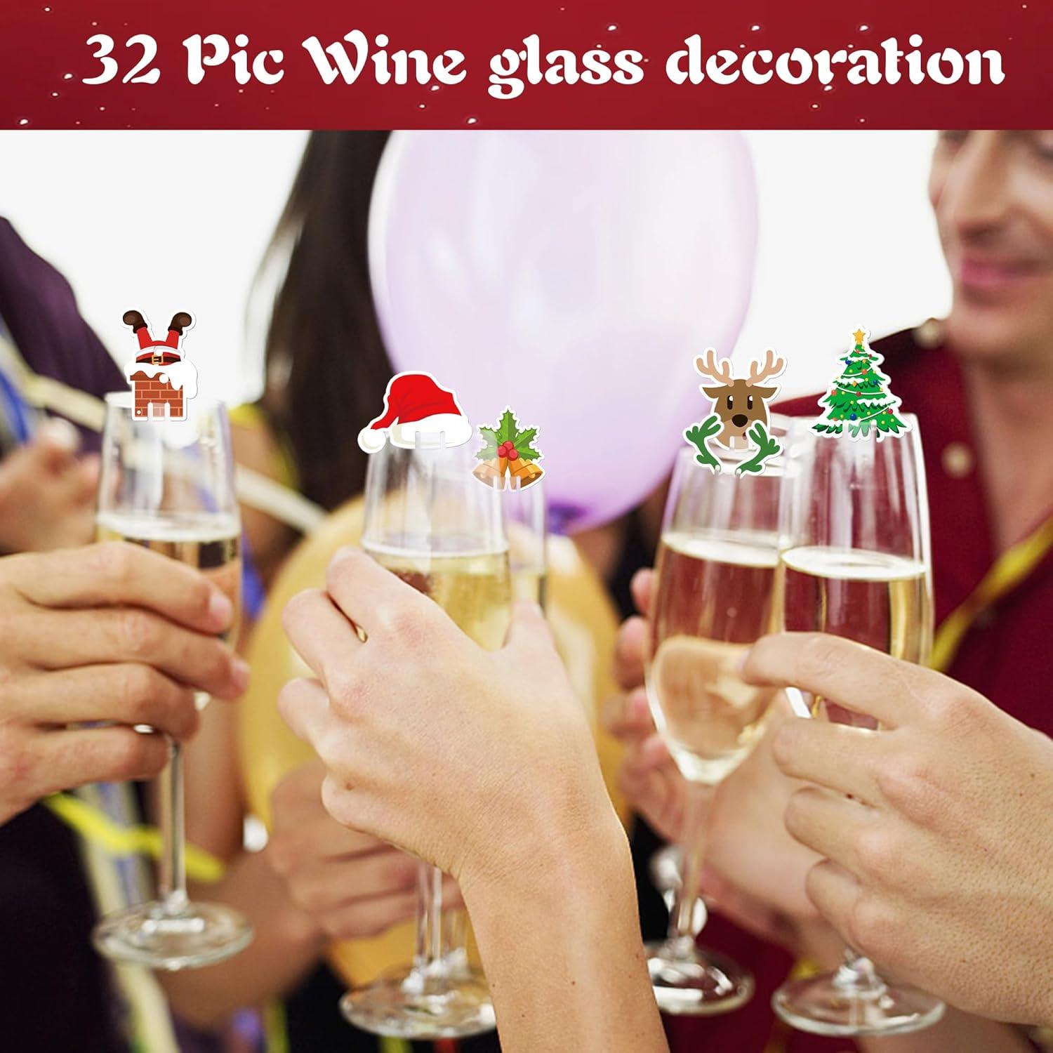 52Pcs Weihnachts Tischdeko Besteckhalter Glasmarkierer Filz Flaschenetikett