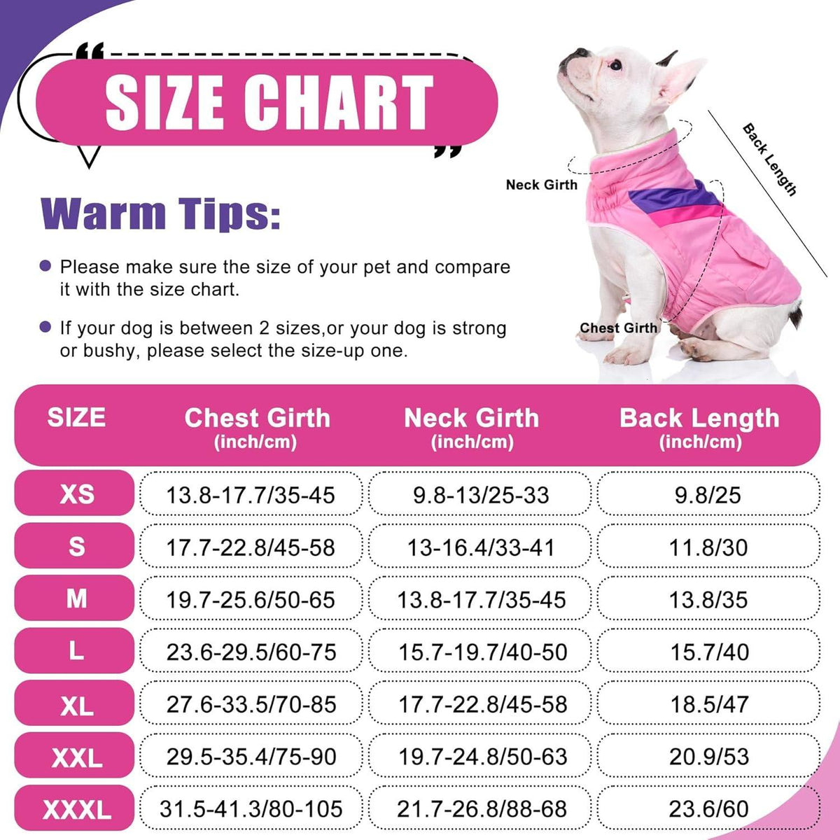 Hundemantel Winter Warm Kragen Klettverschluss Taschen Pink Medium