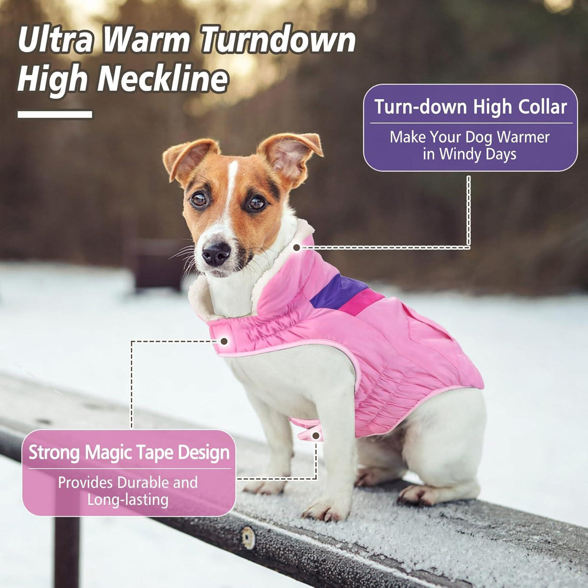 Hundemantel Winter Warm Medium Hundejacke Klettverschluss Pink