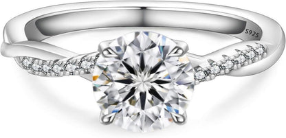 Moissanite Verlobungsring 1-2 Karat Solitär VVS1 D 925 Silber Weißgold