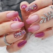 24er Set Press on Nägel Lila Full Cover Kurz French Tips