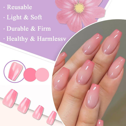 24 Stück Falsche Nägel Rosa Ballerina Press on Nails Sarg