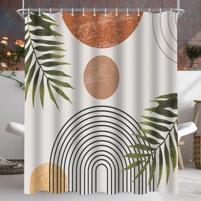 Duschvorhang Blätter Linie 200x200cm Antischimmel Textil mit Ösen