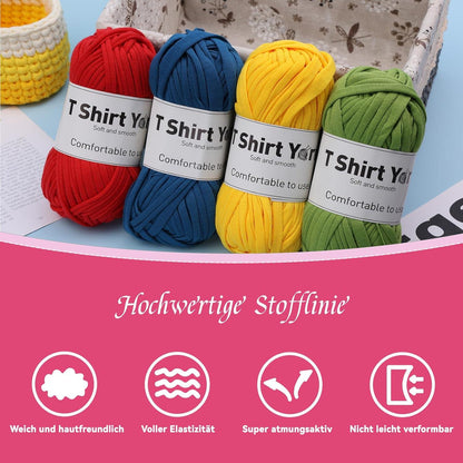 4er-Pack T-Shirt-Garn-Set, Häkelgarn zum Stricken, weiches