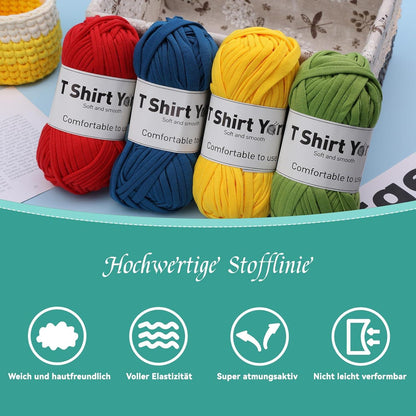 T-Shirt-Garn-Set 100 g, Häkelgarn-Set zum Stricken