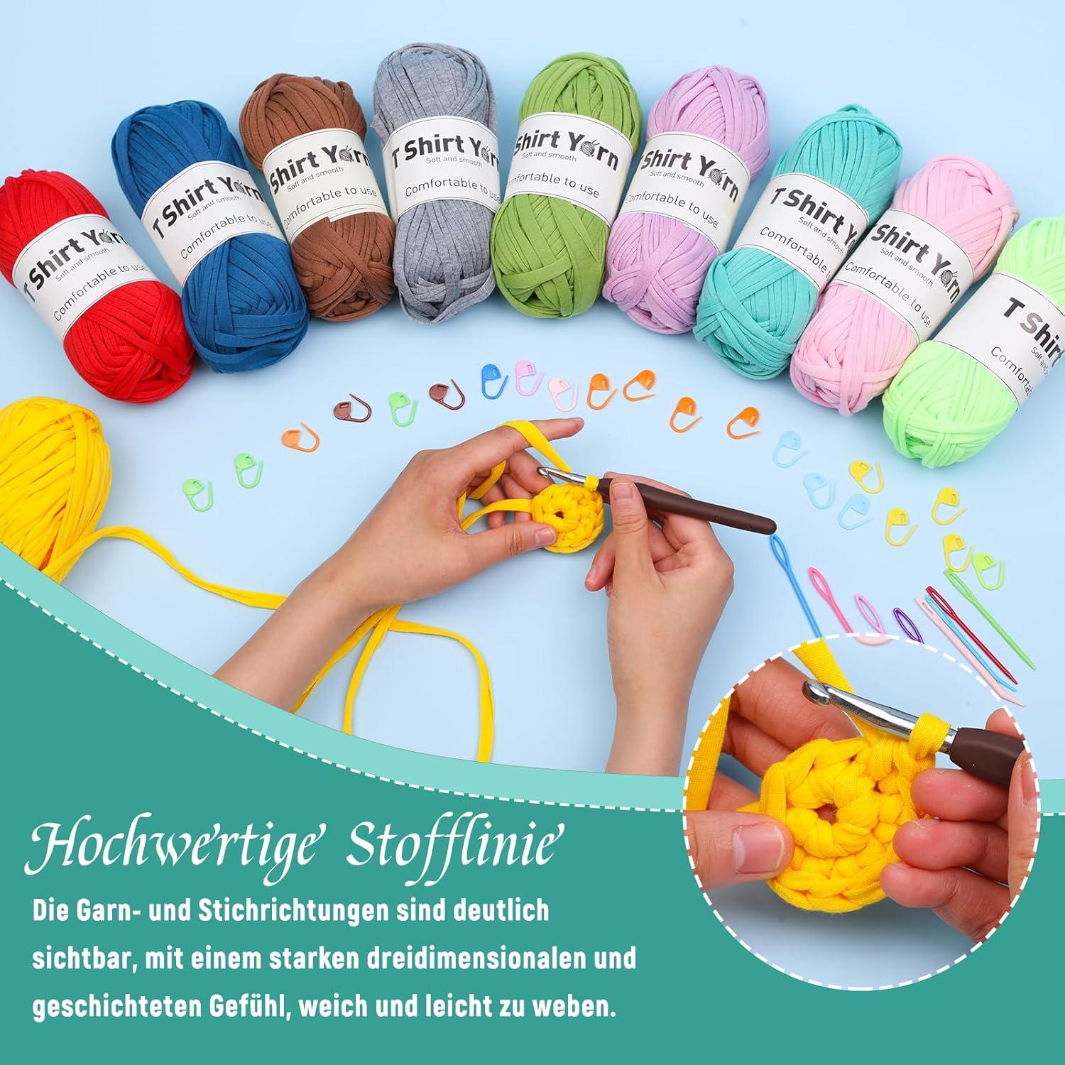 4er-Pack T-Shirt-Garn-Set 100 g, Strickgarn Baumwolle weich für Häkeln