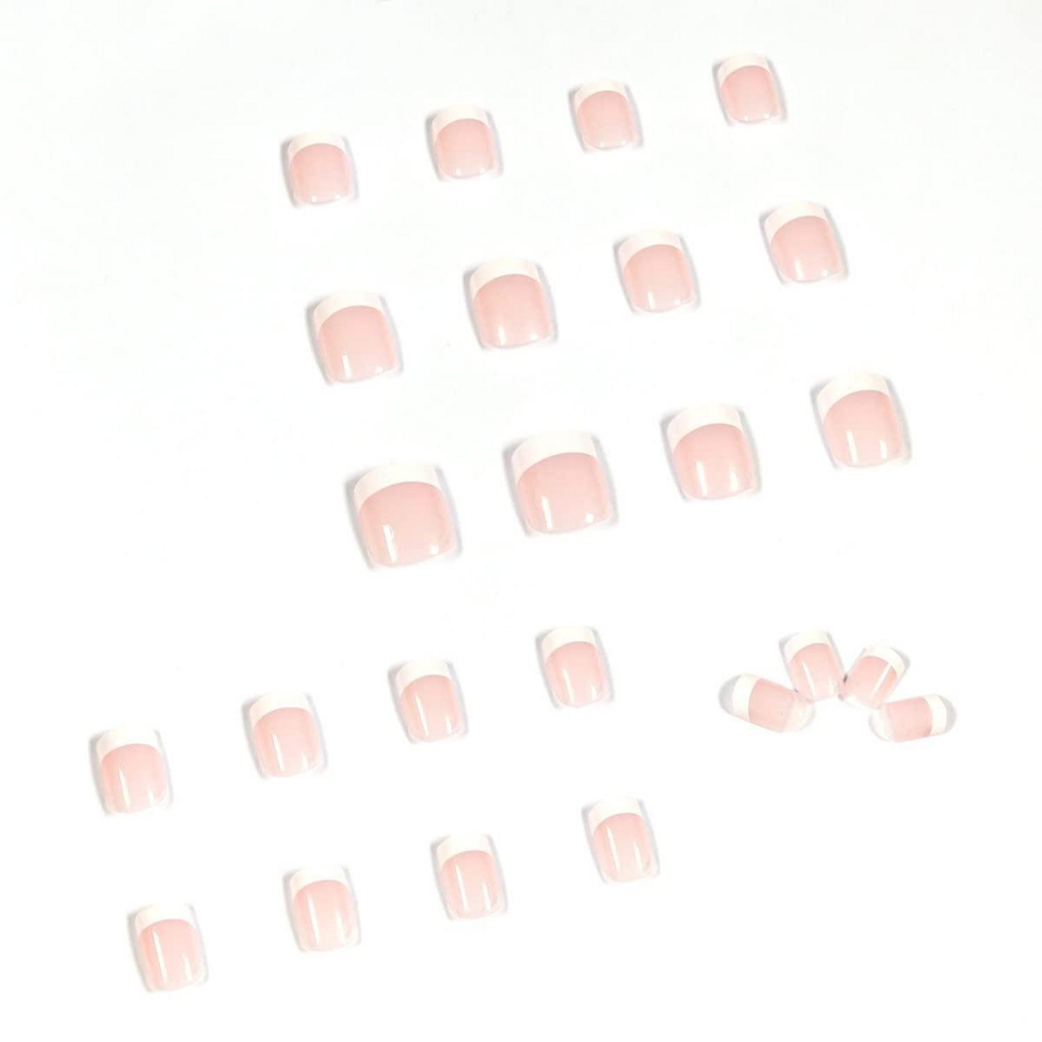 24 Stk. Nude Eckig Nägel Zum Aufkleben - Weiß Geometrisch Press on Nails