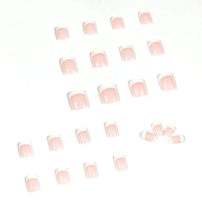 24 Stk. Nude Eckig Nägel Zum Aufkleben - Weiß Geometrisch Press on Nails