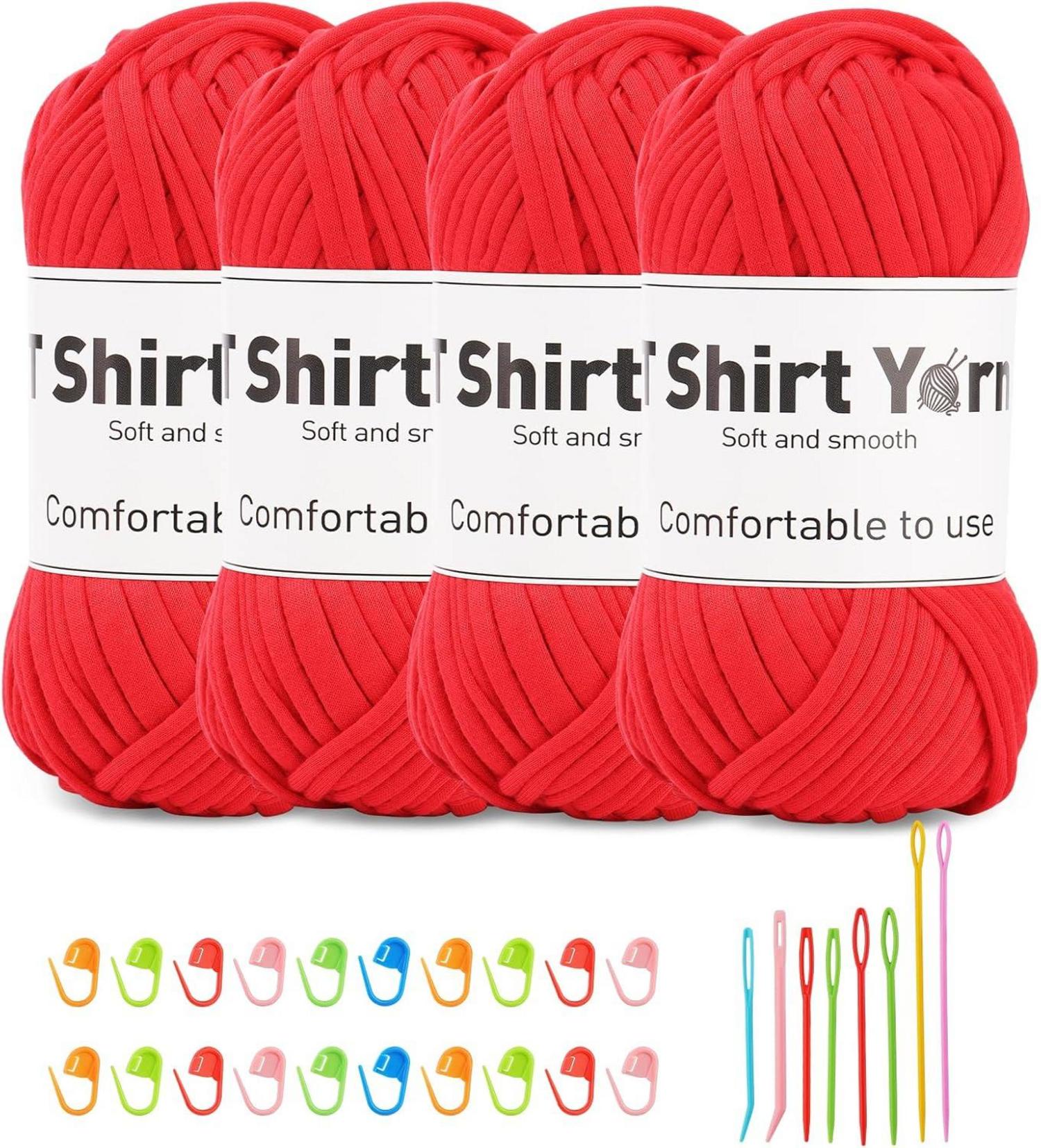 T-Shirt-Garn 4er-Pack 100g Set Strickgarn Häkelgarn Baumwolle