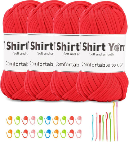 T-Shirt-Garn 4er-Pack 100g Set Strickgarn Häkelgarn Baumwolle