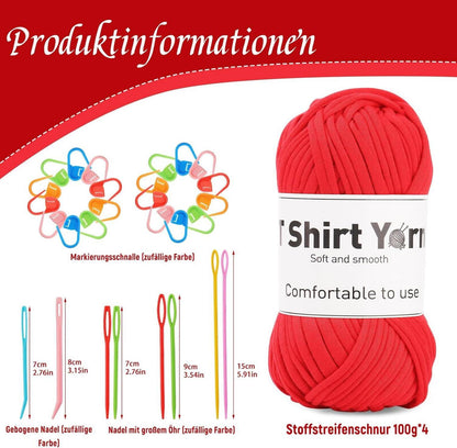 4er-Pack T-Shirt-Garn-Set 100 g, Baumwollgarn zum Stricken