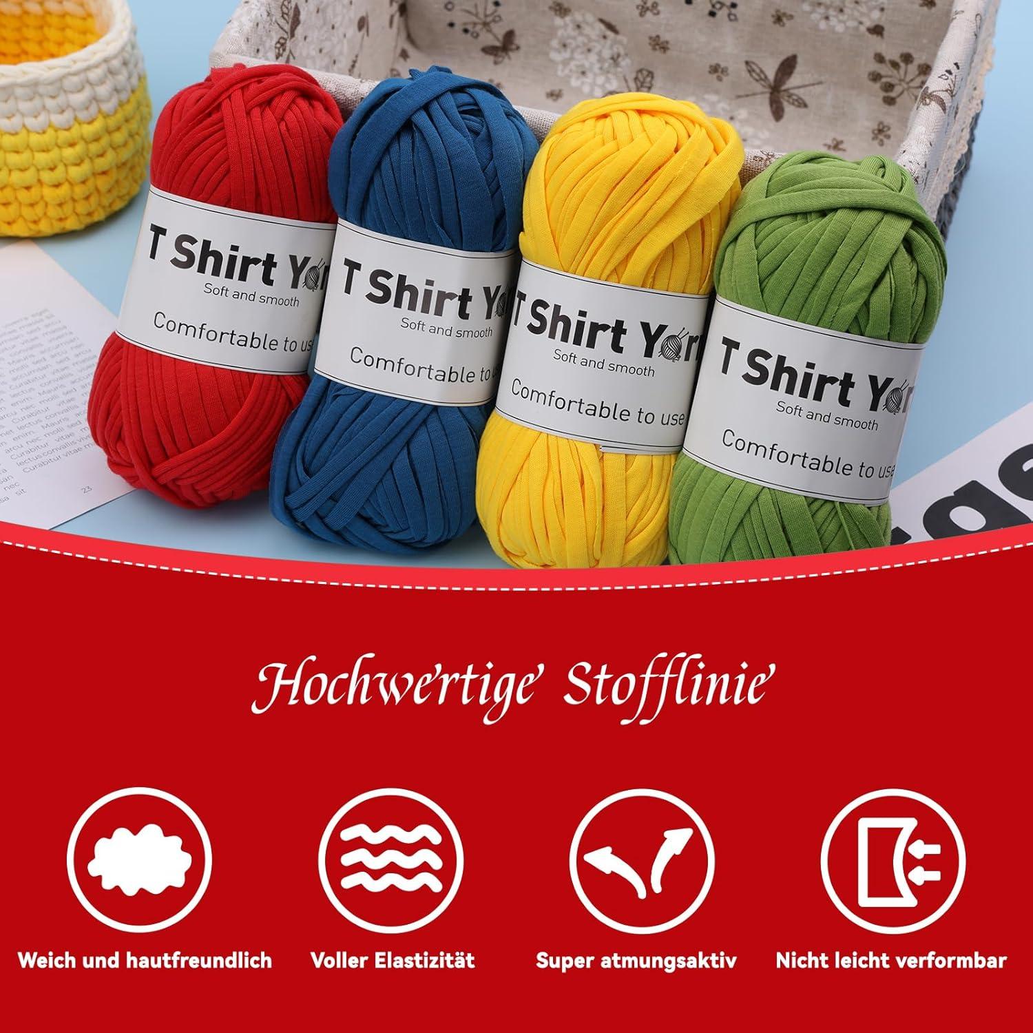 T-Shirt-Garn 4er-Pack 100g Set Strickgarn Häkelgarn Baumwolle