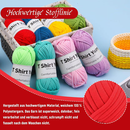 T-Shirt-Garn-Set 100g Baumwolle Häkelgarn-Set, Stoff Häkeln Stricken Garn Rot