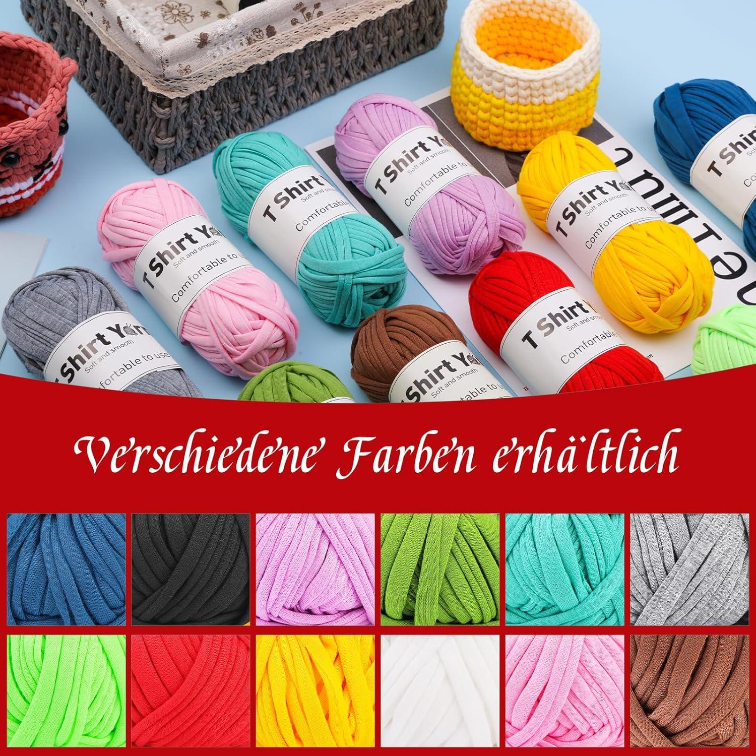 T-Shirt-Garn-Set 100g - Baumwollgarn Häkelgarn Strickgarn - 4er-Pack - weiches
