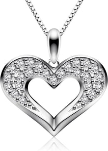 925er Sterlingsilber Herzanhänger Halskette Set 45,7 cm - Party
