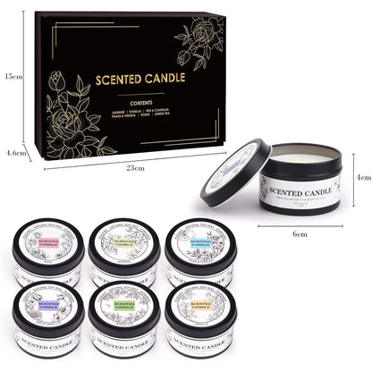 Premium Duftkerzen Geschenk Set für Frauen im Glas 6 Düfte