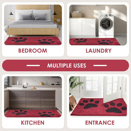Schmutzfangmatte waschbar 80x178cm rutschfest wasserdicht für Hund Eingang Rot