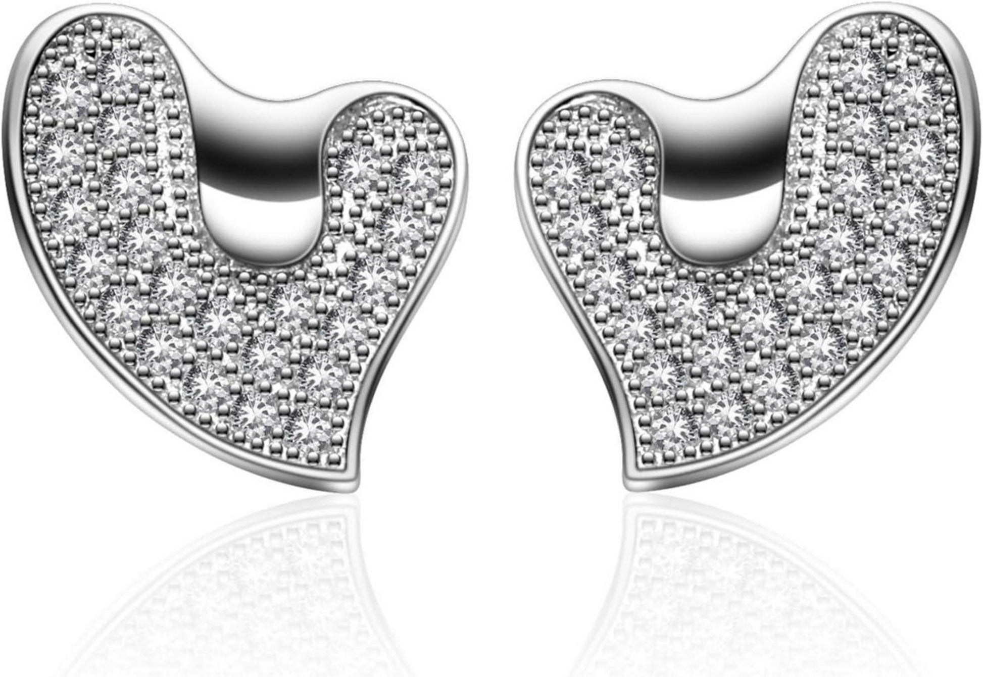 Schmuckset 925er Sterlingsilber Herz-Anhänger Ohrringe 5A-Zirkonia